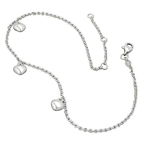 Fußkette Anker mit Herzen Silber 925