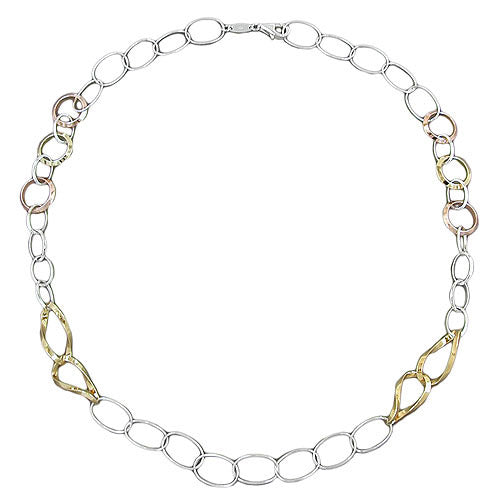 Kette Ringe 3-farbig 925