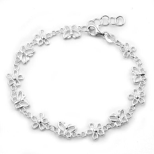 Armband Schmetterling Blume Silber 925