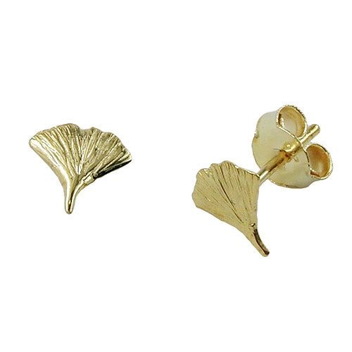 Ohrstecker 7mm Ginkgoblatt glänzend Gold 375