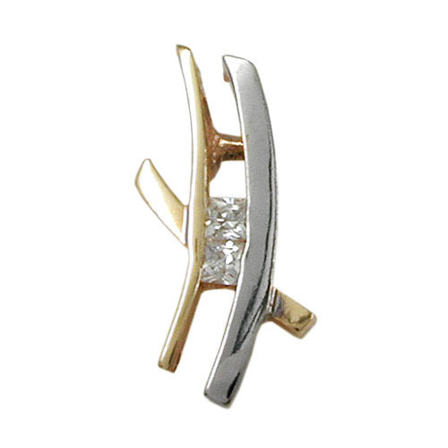 Anhänger bicolor mit Zirkonia Gold 375