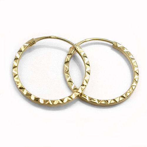 Creolen 15mm diamantiert glänzend 9Kt
