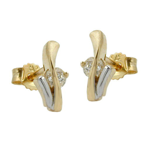 Ohrstecker bicolor Zirkonia Gold 375
