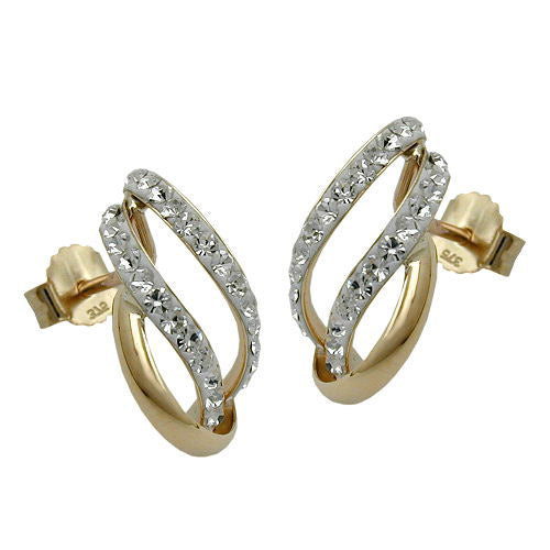 Ohrstecker HalbCreolen Zirkonia Gold 375