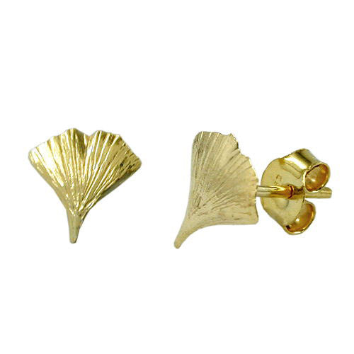 Ohrstecker 9mm Ginkgoblatt glänzend Gold 333
