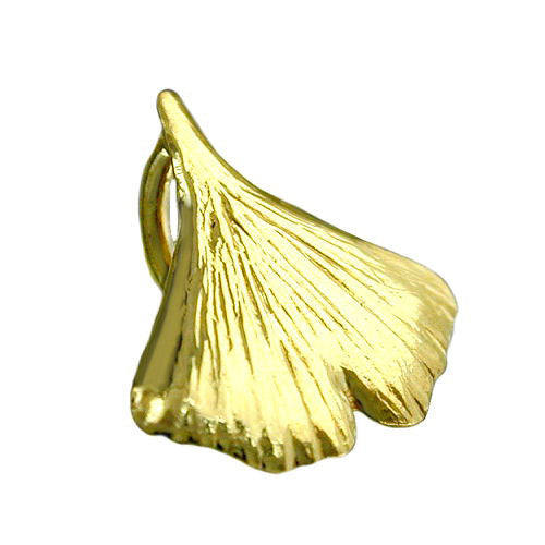 Anhänger 9mm Ginkgoblatt glänzend Gold 375