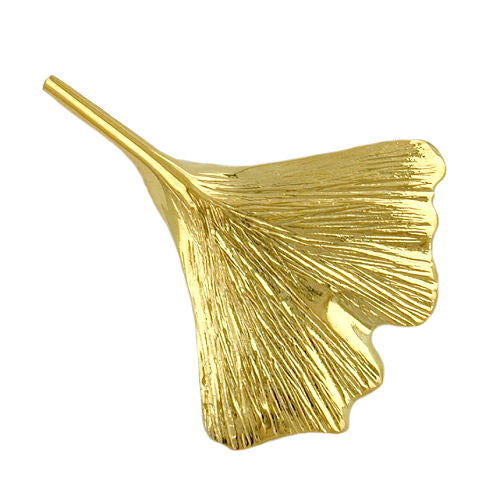 Brosche 30mm Ginkgoblatt Gold 375