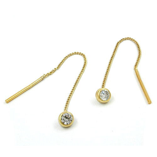 Ohrringe Durchzieher Kettchen Zirkonia Gold 375