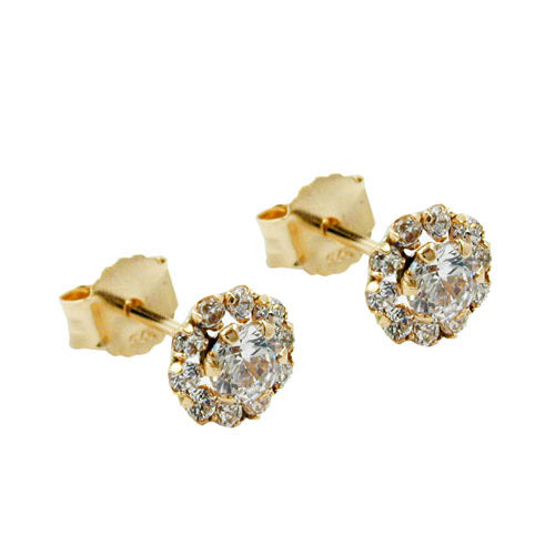 Ohrstecker kleine Blume Zirkonia Gold 375