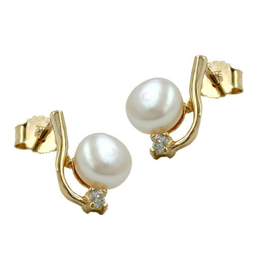 Ohrstecker Zuchtperle Zirkonia Gold 375