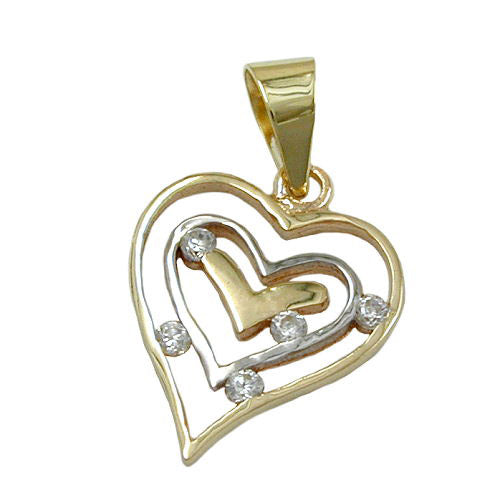 Anhänger Herz bicolor Zirkonia 9Kt