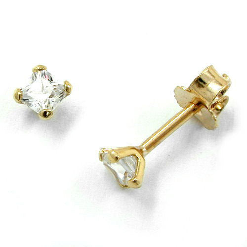 Ohrstecker Viereck mit Zirkonia Gold 375