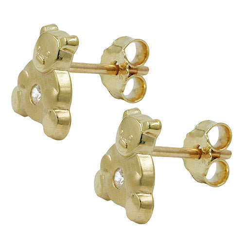Ohrstecker Bärchen mit Zirkonia Gold 375