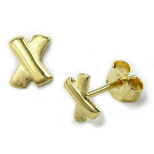 Ohrstecker kleines X matt-glänzend Gold 333