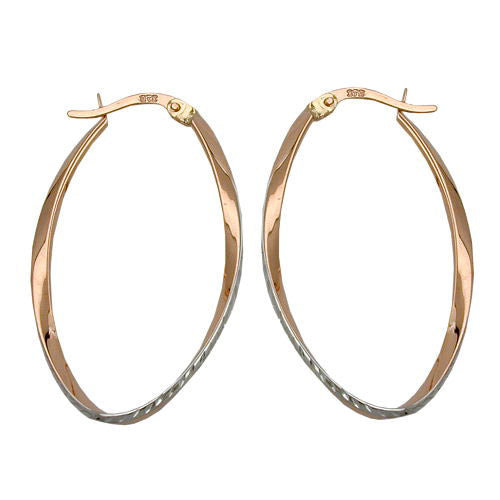 Creolen bicolor geschwungen 9Kt Rotgold