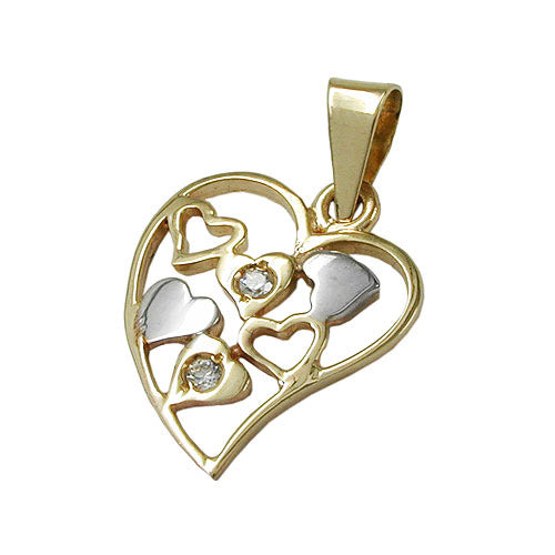 Anhänger Herz-bicolor Zirkonia Gold 375