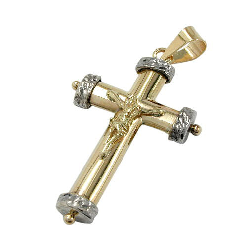 Anhänger Kreuz-Jesus bicolor Gold 375