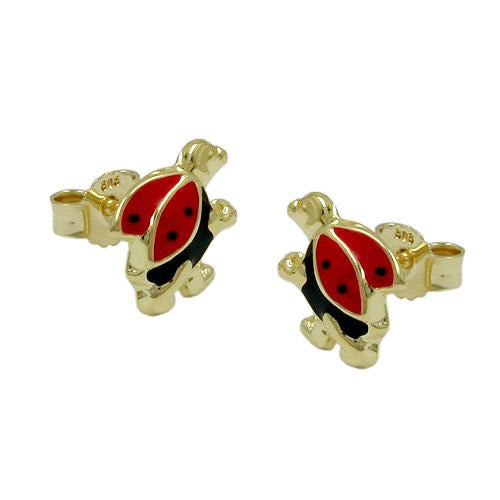Ohrstecker Marienkäfer sw-rot Gold 375