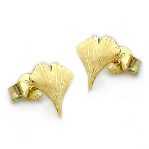 Ohrstecker 9mm Ginkgoblatt Gold 585