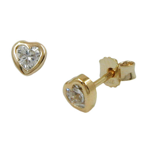 Ohrstecker Zirkonia Herz Gold 375