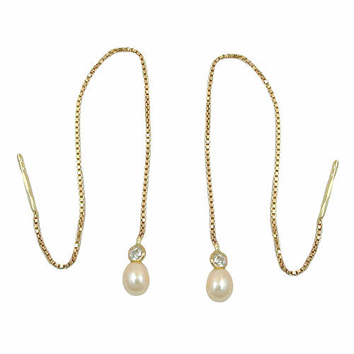 Ohrringe Durchzieher 93mm Kettchen Gold 375