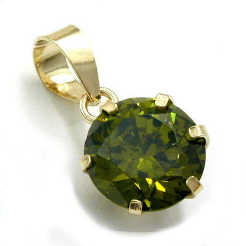 Anhänger 8mm großer Zirkonia oliv 9Kt