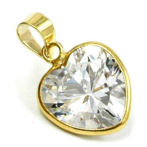 Anhänger großes Zirkonia-Herz Gold 375