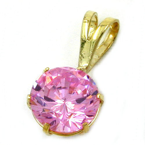Anhänger 8mm Zirkonia-pink Gold 375