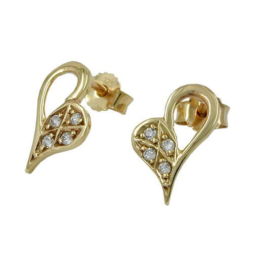 Ohrstecker Herzform 4x Zirkonia Gold 375