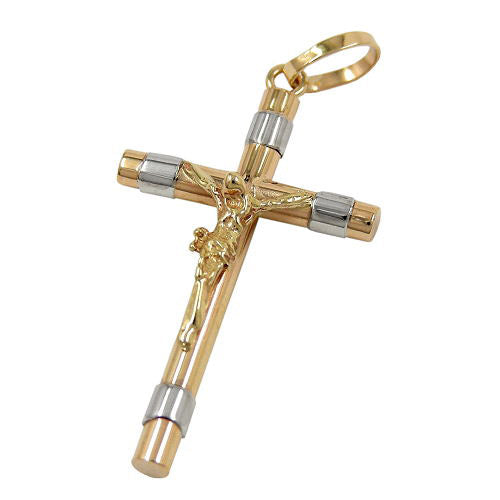 Anhänger Kreuz bicolor Gold 375