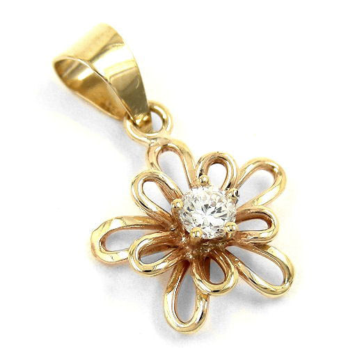 Anhänger Blume mit Zirkonia Gold 375