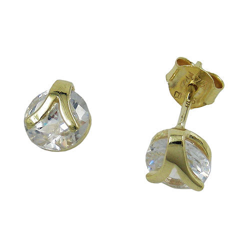 Ohrstecker 6mm Zirkonia Gold 375