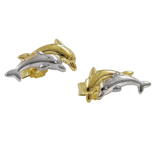 Ohrstecker Delfine bicolor Gold 375