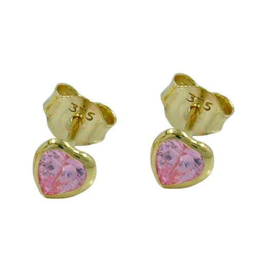 Ohrstecker Zirkonia-Herz pink Gold 375