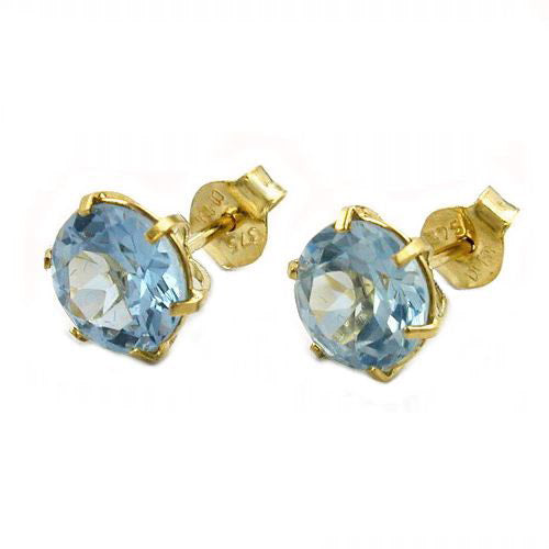 Ohrstecker synthetischer Aqua Gold 375