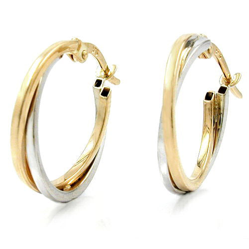 Creolen Gelbgold und Weißgold Gold 375