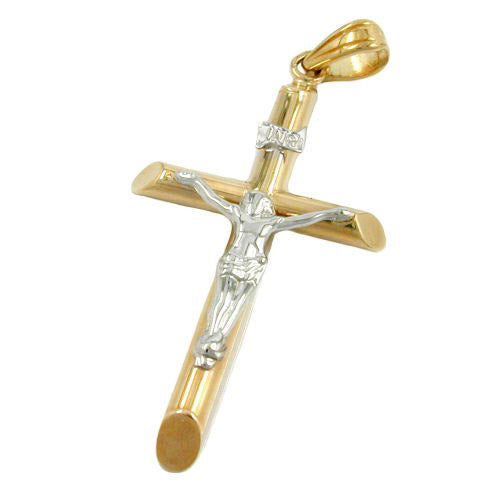 Anhänger Jesuskreuz bicolor Gold 375