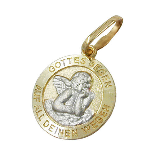Anhänger Engelmotiv bicolor Gold 375