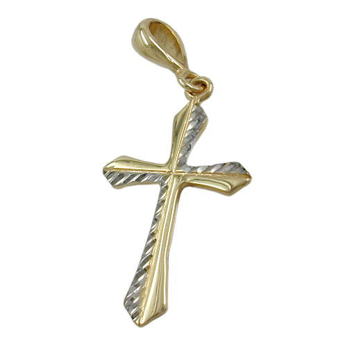 Anhänger Kreuz bicolor Gold 375