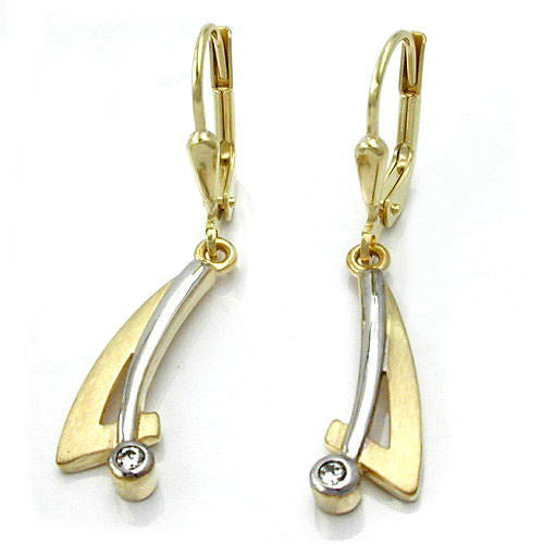 Ohrringe Brisur bicolor mit Zirkonia Gold 375