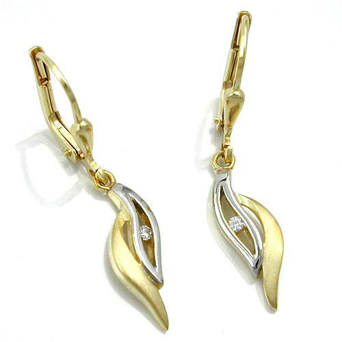 Ohrringe Brisur bicolor mit Zirkonia Gold 375