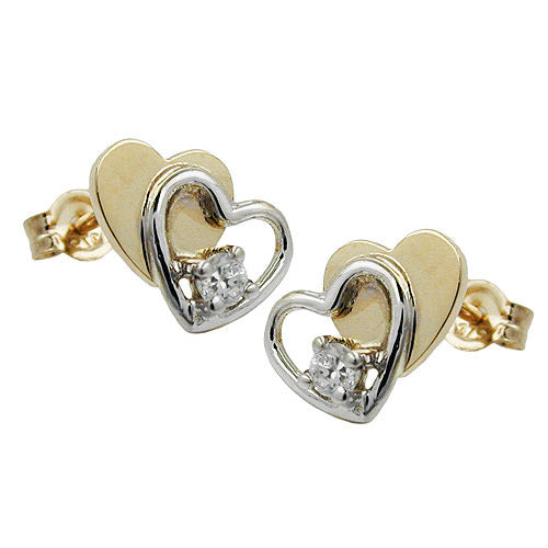 Ohrstecker Doppelherz bicolor Gold 375