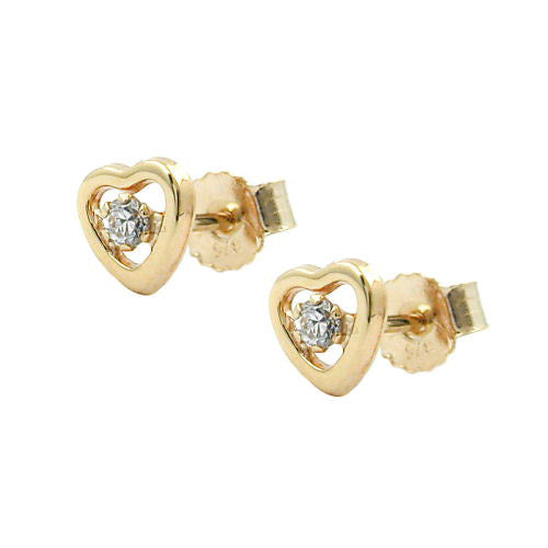 Ohrstecker Herz mit Zirkonia Gold 375