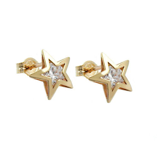 Ohrstecker Stern mit Zirkonia Gold 375