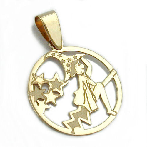 Anhänger fliegende Hexe Gold 375