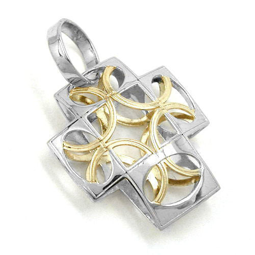 Anhänger Kreuz bicolor 9Kt Weißgold