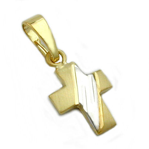 Anhänger Kreuz bicolor Gold 585