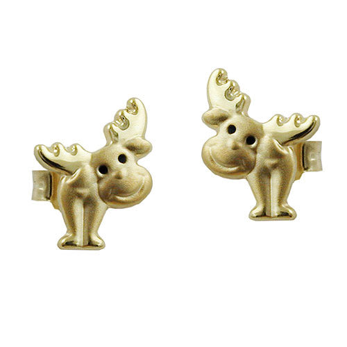 Ohrstecker Elch Augen-schwarz Gold 375