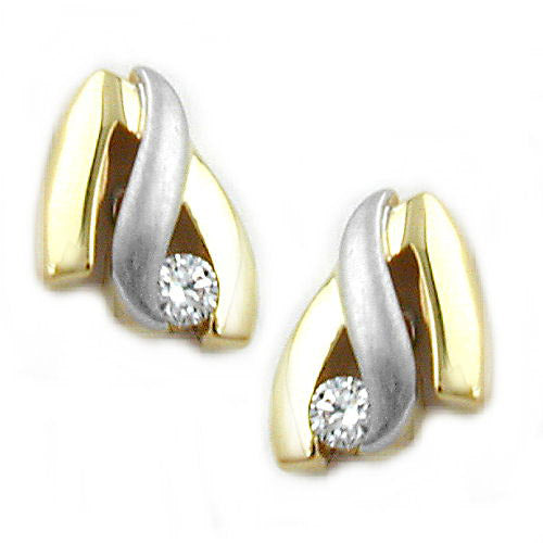 Ohrstecker bicolor mit Zirkonia Gold 375