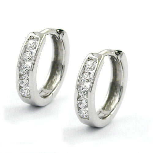 Creolen 13x Zirkonia 9Kt Weißgold